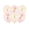 Balony 30 cm, Myszki z cyferką 1, róż beż