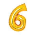 Balon foliowy cyfra 6 złota, 47x66cm