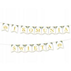 Baner komunijny I Komunia Święta Eukaliptus 240cm