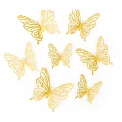 Naklejki na ścianę 3D Motyle ażurowe złote 12szt.