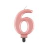 Świeczka cyferka 6, metalik różowo-złota, 8,0 cm