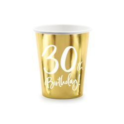Kubeczki 30th Birthday, złoty, 220ml
