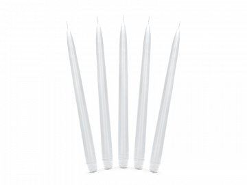 Świeca stożkowa matowa, biały, 24cm
