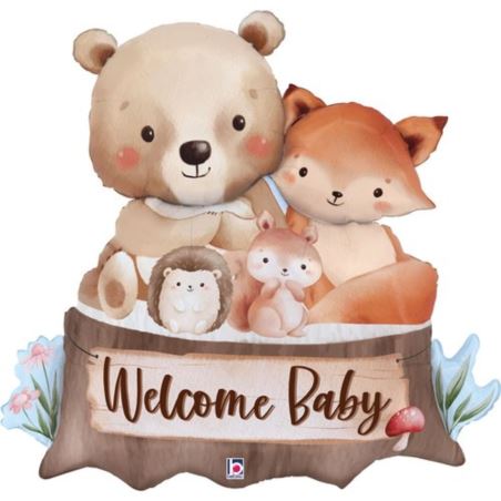 Balon foliowy Grabo Welcome baby Zwierzątka leśne