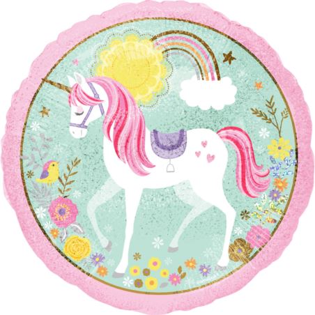Balon foliowy Magiczny jednorożec holo 45 cm
