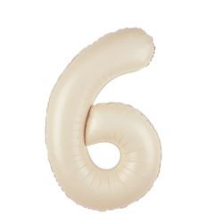 Balon foliowy cyfra 6 kremowy 86cm