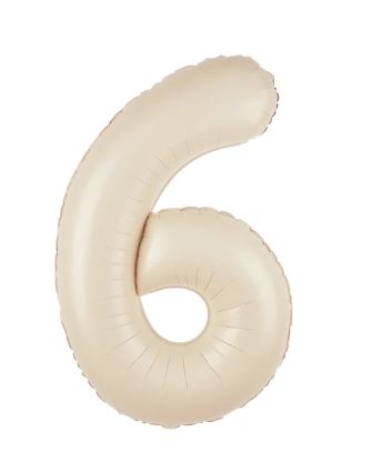 Balon foliowy cyfra 6 kremowy 86cm