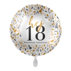 Balon foliowy Hej 18 Wszystkiego Najlepszego 43cm
