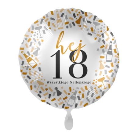 Balon foliowy Hej 18 Wszystkiego Najlepszego 43cm