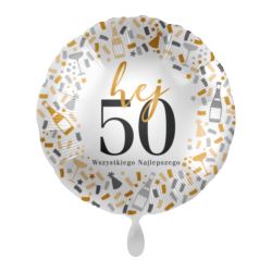 Balon foliowy Hej 50, Wszystkiego Najlepszego 43cm