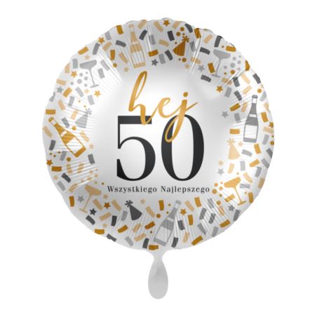 Balon foliowy Hej 50, Wszystkiego Najlepszego 43cm