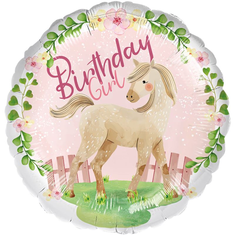 Balon foliowy Happy Birthday Konik 45cm