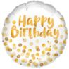 Balon foliowy Happy Birthday złote kropki 45cm