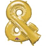 Balon foliowy litera "&" 76x96 cm - złoty