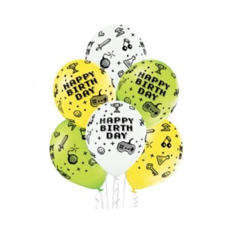 Balony 12" Gamer Birthday HB, 6 szt.