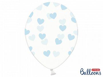 Balony 30 cm, serduszka Crystal Clear, 6 szt.