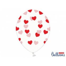 Balony 30 cm,Serduszka Crystal, Clear 6 szt.