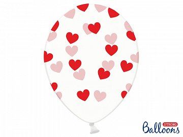 Balony 30 cm,Serduszka Crystal, Clear 6 szt.