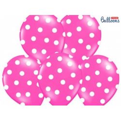 Balony 30 cm, Kropki, Pastel Hot Pink, 6 szt.