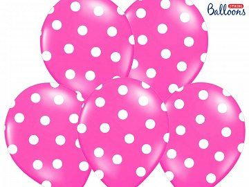 Balony 30 cm, Kropki, Pastel Hot Pink, 6 szt.