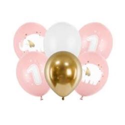 Balony 30 cm, Roczek, Baby pink
