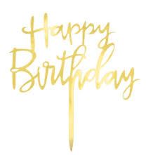 Topper na tort Happy Birthday lustrzany złoty 1...