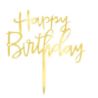 Topper na tort Happy Birthday lustrzany złoty 1...