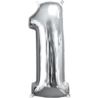 Balon foliowy cyfra 1 srebrna 28cm x 66cm