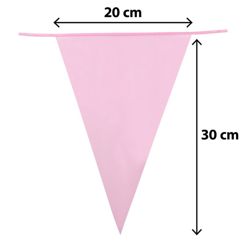 Girlanda flagi plastikowe jasny róż 10m