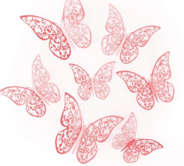 Naklejki na ścianę 3D Motyle ażurowe rose gold