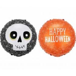 Balon foliowy 18" Czaszka, "Happy Halloween"