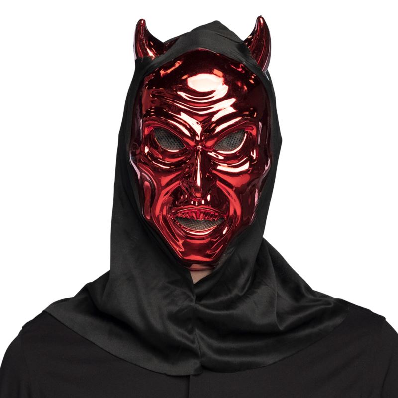Maska na Halloween Czerwony Diabeł z kapturem