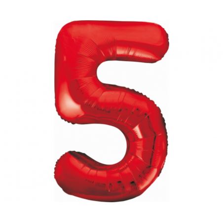 Balon foliowy B&C Cyfra 5, czerwona, 85 cm
