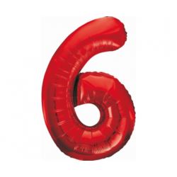 Balon foliowy B&C Cyfra 6, czerwona, 85 cm
