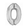 Balon foliowy Smart, Cyfra 0, srebrna, 76 cm