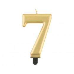 Świeczka B&C cyferka 7, metalik złota, 8,0 cm
