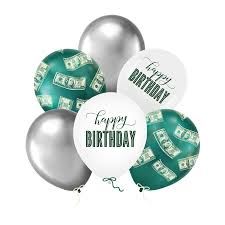 Balony Happy Birthday Dolary $$$ 12 cali 6 szt. ze
