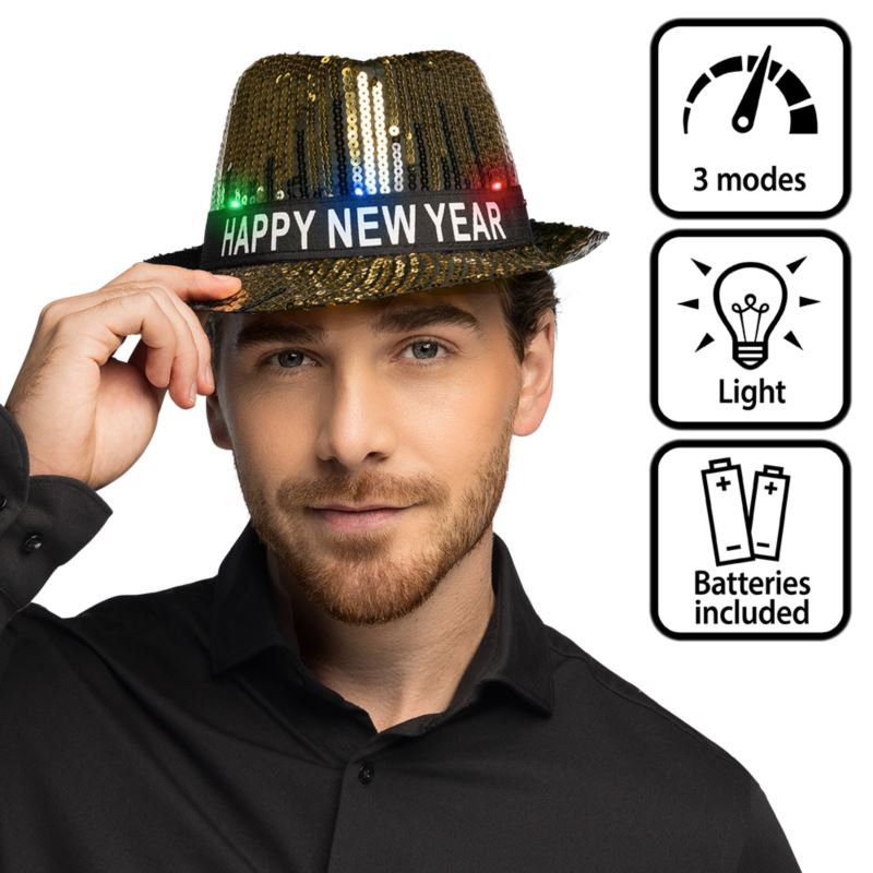 Czapka „Happy New Year” z diodami LED