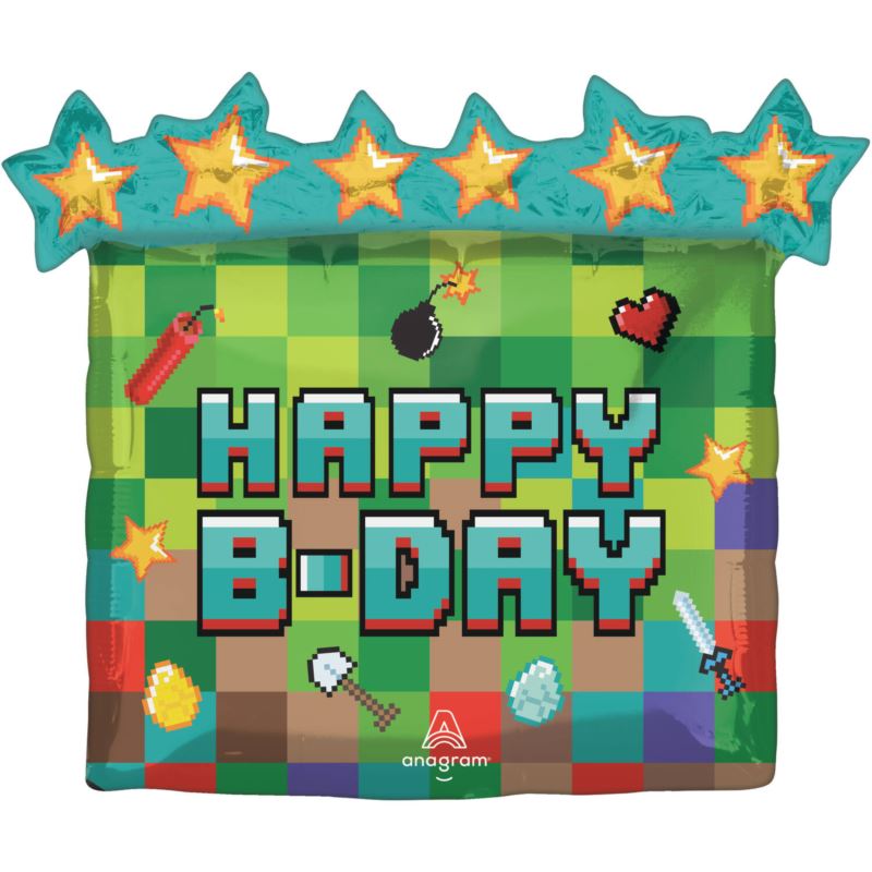 Balon foliowy Pixel Party Happy B-day 63x58cm