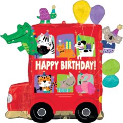 Balon foliowy Party Bus Happy Biryhday zwierzątka