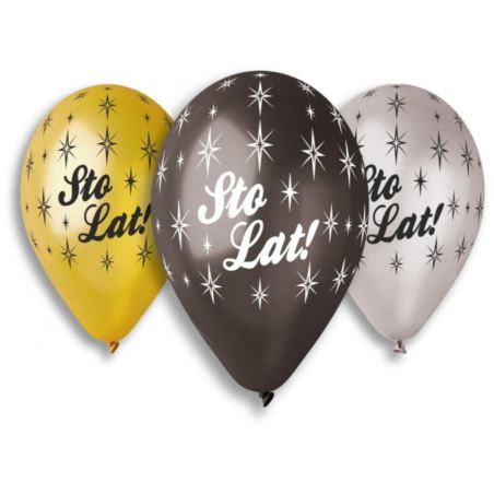 Balony Gemar 13", premium hel sto lat, metalik,...